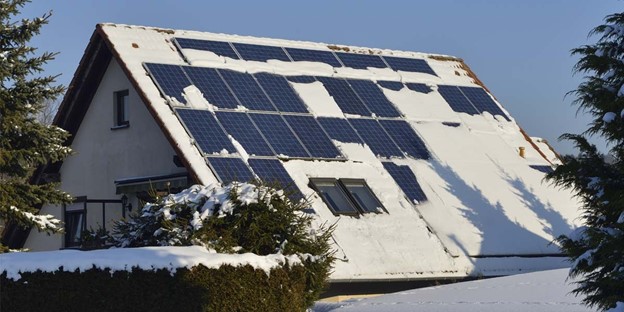 Rooftop solar panel during winters